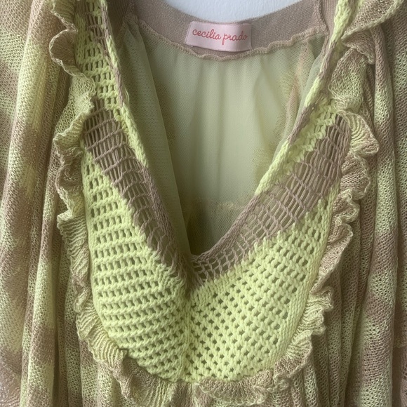 Anthropologie Cecilia Prado Boho Crocheted Drape Poncho  Beige snd Yellow SZ S - Picture 7 of 9